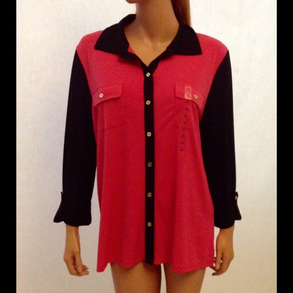 Jones New York Tops - Jones New York Pink Glaze and Black Shirt