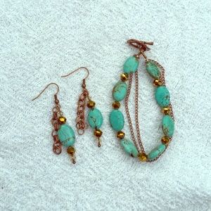 Turquoise earring and bracelet set