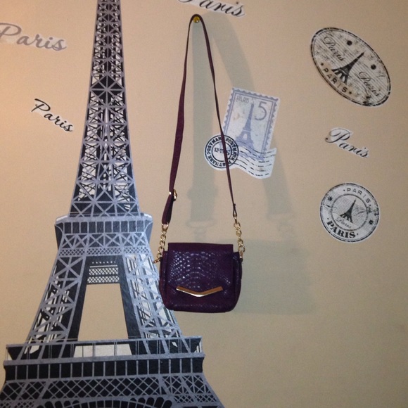 Purple Faux Snake Skin Cross Body