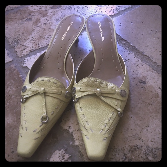 BCBG leather yellow low heels