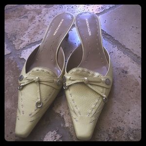 BCBG leather yellow low heels