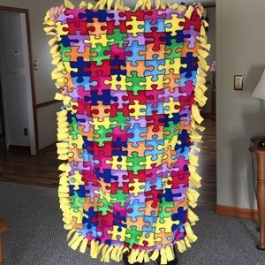 Autism Awareness Tie Blanket