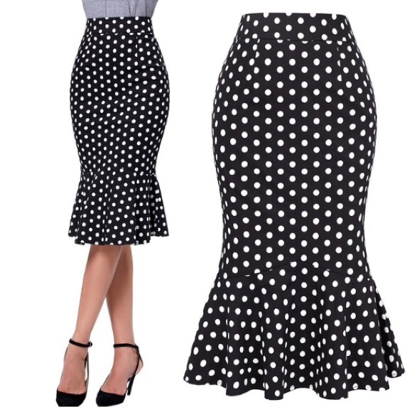 Polka dot fishtail dress images Polka dot fishtail dress images
