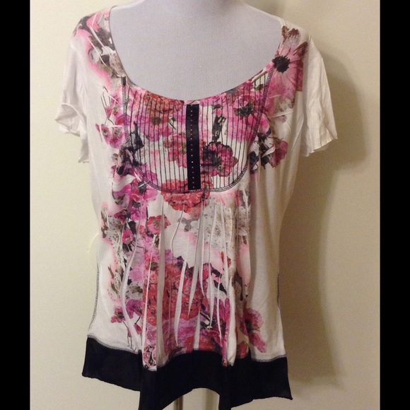Very cute white and pink floral shirt