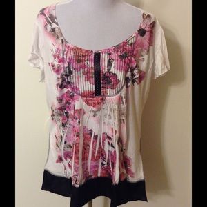 Very cute white and pink floral shirt