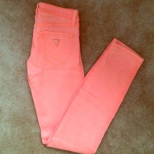 NEW Guess Brittney skinny neon orange jeans sz 25