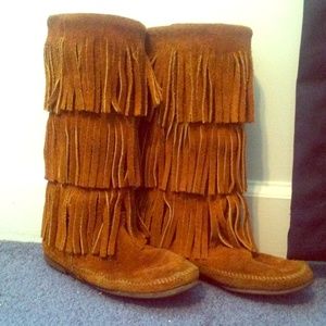 Minnetonka tall fringe boots