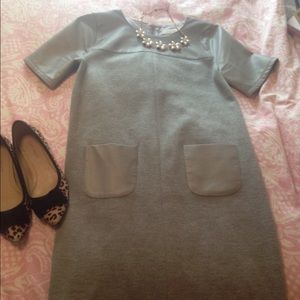 Shift-dress with leather accents LOFT