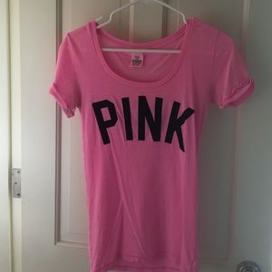 pink Victoria's Secret t-shirt