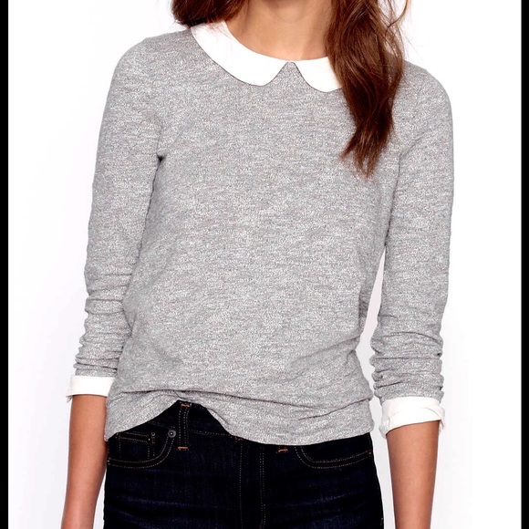 NWT J. CREW Top with Silk Peter Pan Colar & Cuffs