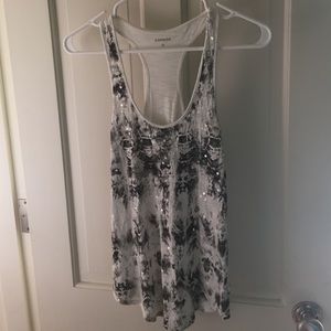 Black and White sequined tank