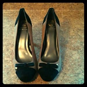 Black &Tan Suede Heels