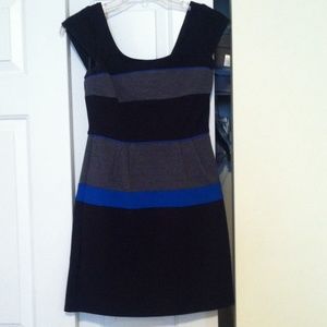 BCBG Maxazria blue and black colorblock dress