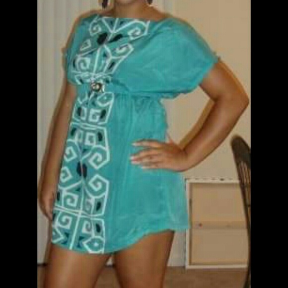 Sea green aztec dress