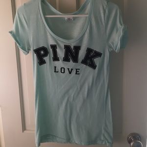 light blue Victoria's Secret t-shirt
