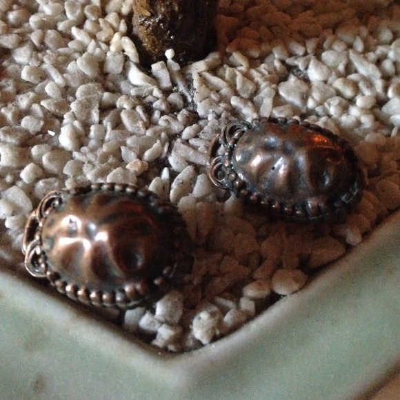 Vintage copper clip on earring