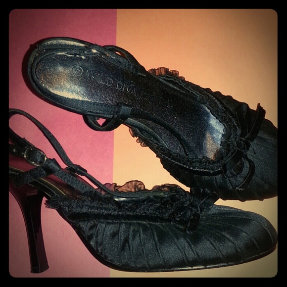 Wild Diva Shoes - LOWEST! Wild Diva Size 6 slingback 3"heels black