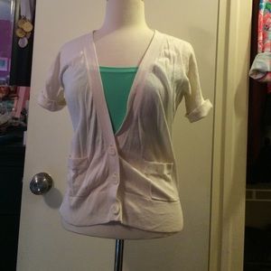 Cream cuff sleeves cardigan