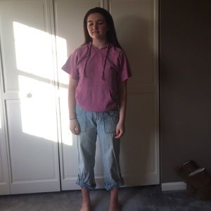 Short sleeved hooded sweatshirt