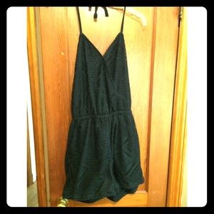 Large black lace romper