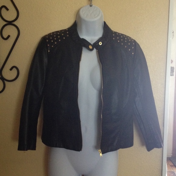 Black leather mini jacket