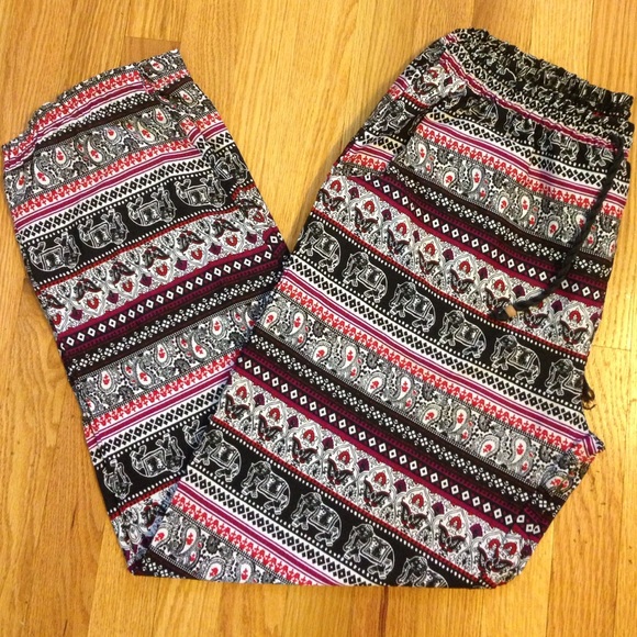 Pants - Boho Elephant Print Pants