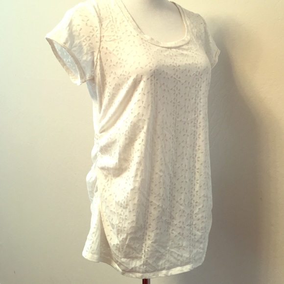 Maternity white flowers see through top
