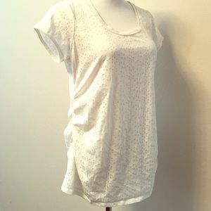 Maternity white flowers see through top