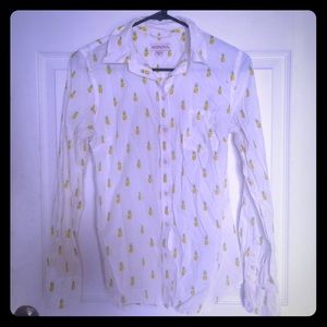 Never worn! White pineapple print button up
