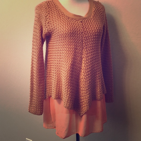 Orange one piece knit blouse