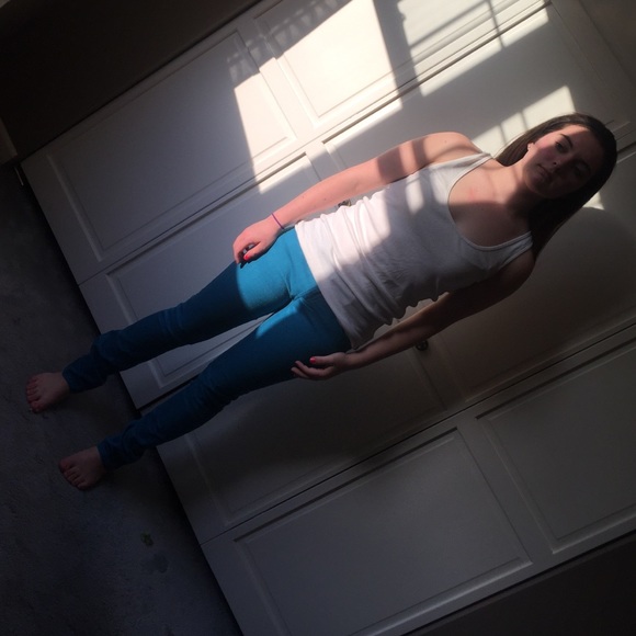 Neon blue jeans