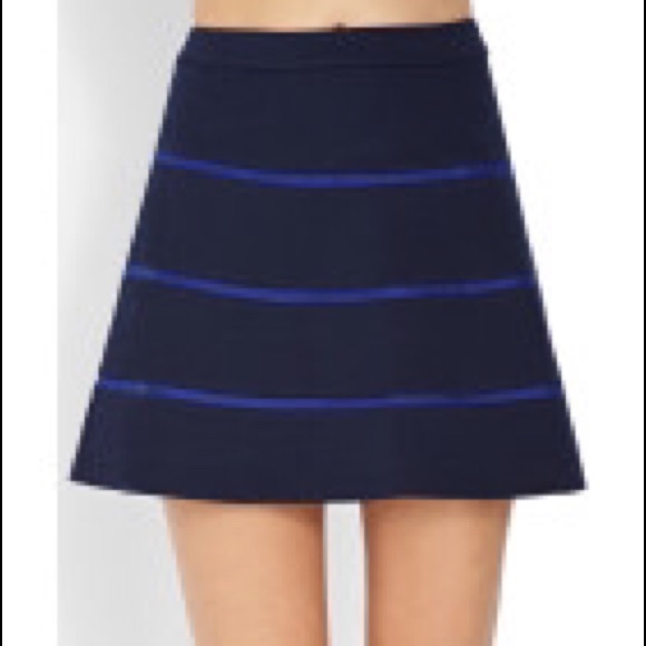 F21 striped navy skirt