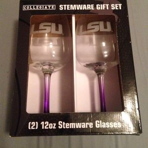 LSU wine glasses gift set