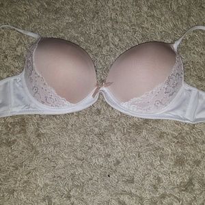 Beige with white lace padded bra