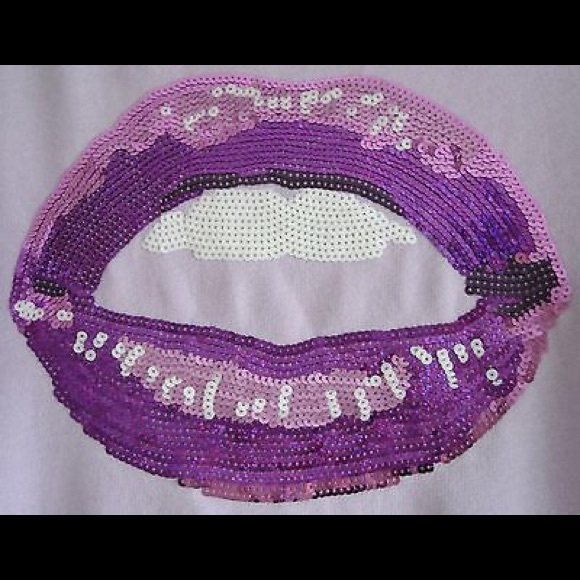 Juicy Couture Purple Sequin Lips Sweatshirt NWT - Picture 2 of 3