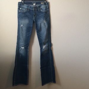 Women's SILVER jeans size 27 x 35 boot cut