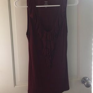 burgundy ruffled tank