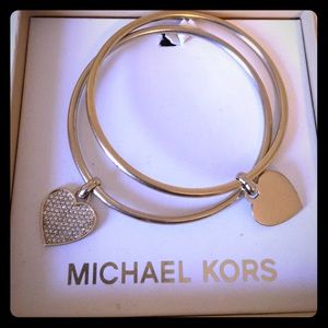 Gold MK Bangles with heart charms