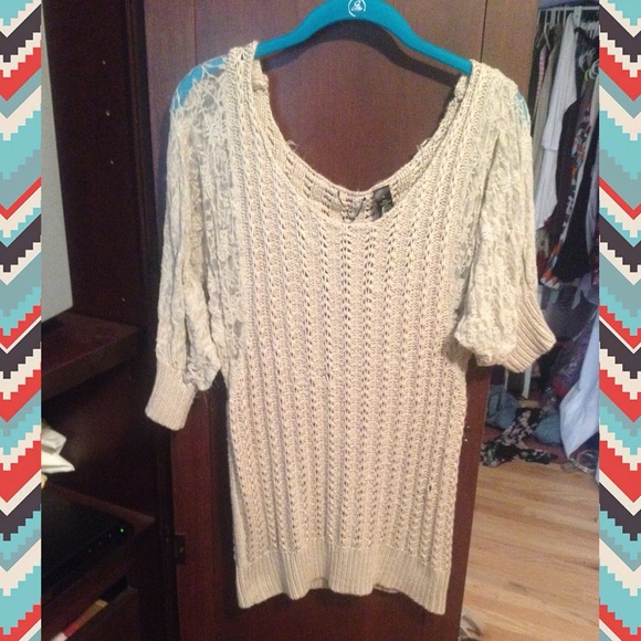 Buckle lace sleeve sweater szL