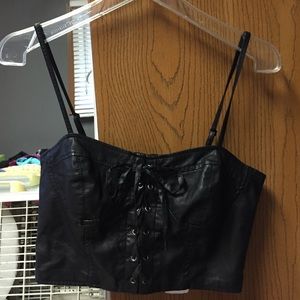 NWT black faux leather crop top