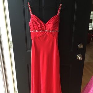 Red Open Back Prom Gown