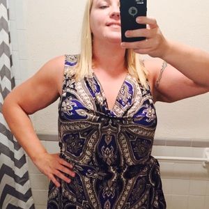 NWT- Cute INC beige and blue dress