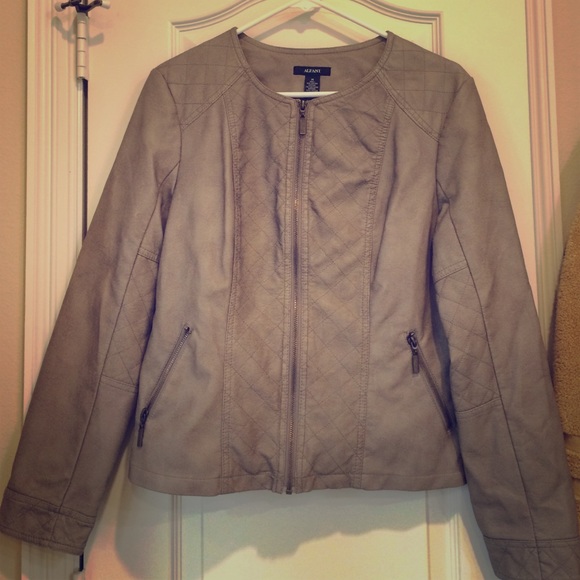 Alfani Brown Faux Leather Jacket Size Medium