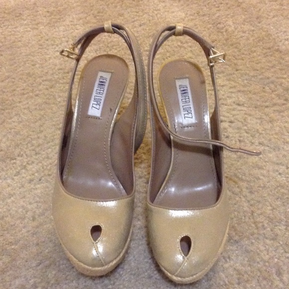 Gold ankle strap heels