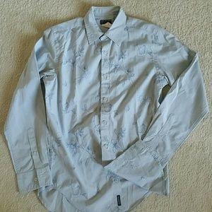 Mens Blue Long Sleeve Guess Shirt-Authentic