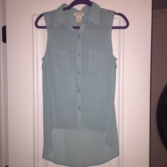 NEVER WORN!! Turquoise sheer tank top with studs - Picture 1 of 2