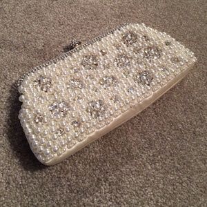 Ivory embellished handbag