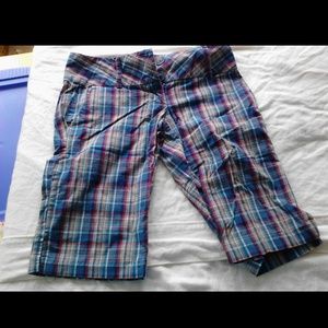 Blue plaid capris
