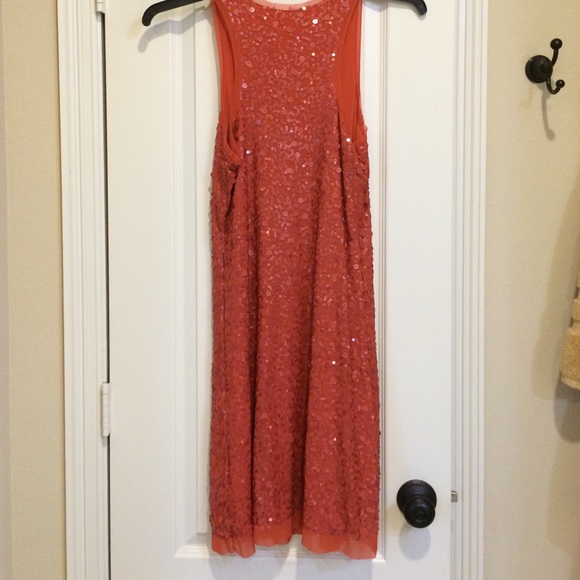Chelsea & Violet Orange Sequin Tank Dress Sz L - Picture 2 of 4