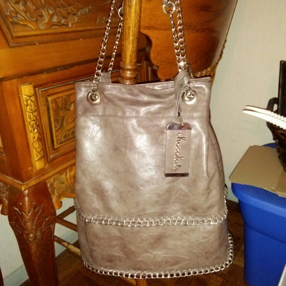 Large brown bucket purse